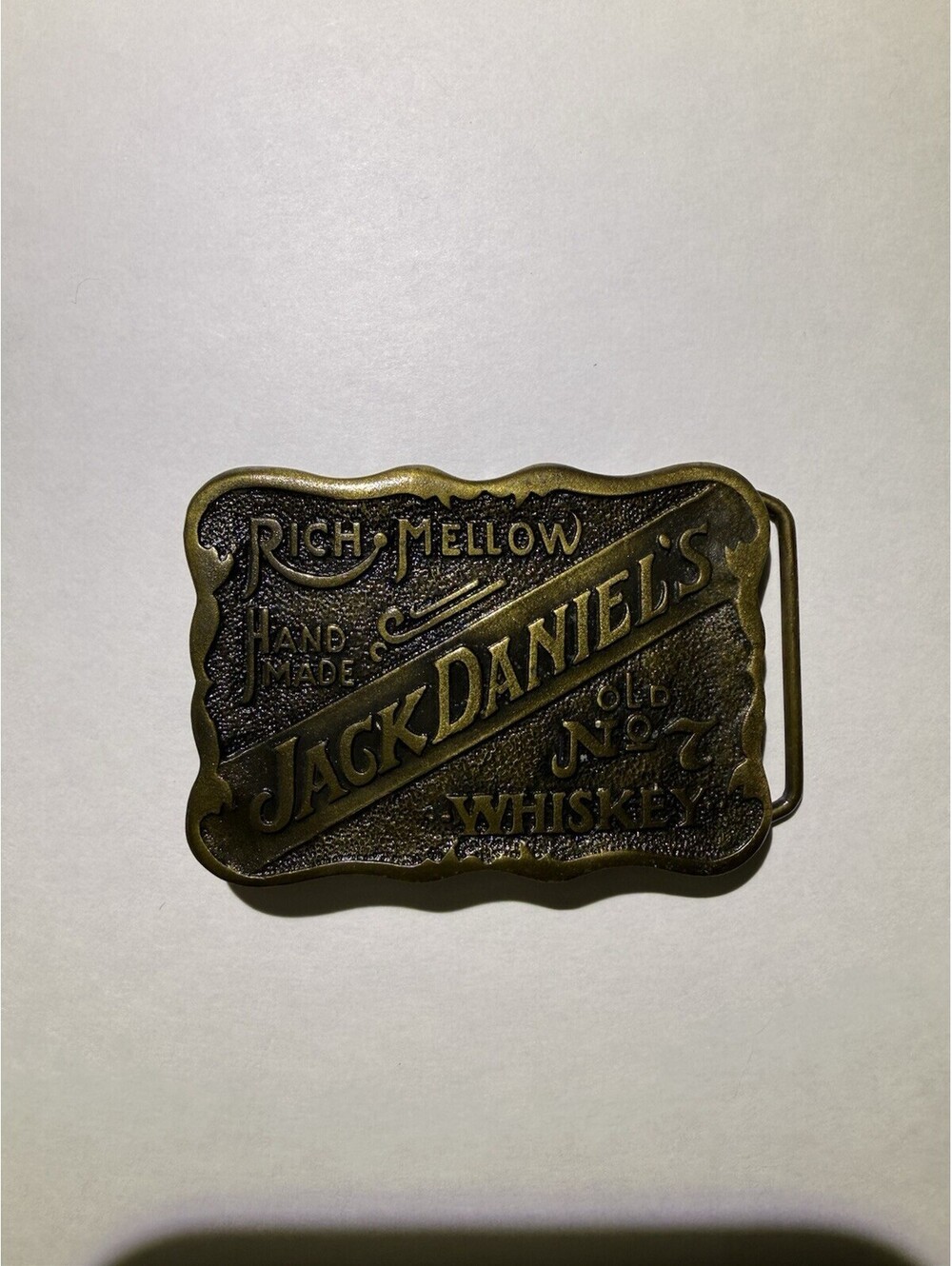 VTG Jack Daniels Rich Mellow Hand Made Old No. 7 Whiskey Belt Buckle w/serial #